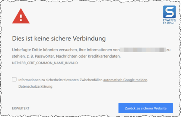 Screenshot einer Fehlermeldung am Computer.