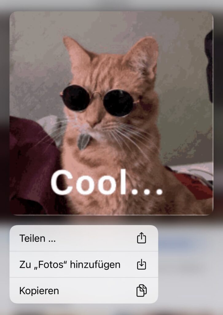 GIF-Download auf dem Smartphone: mit dem Zeigefinger das Kontextmenü öffnen