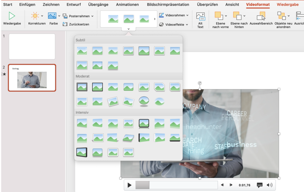 Videoformat-Optionen in PowerPoint