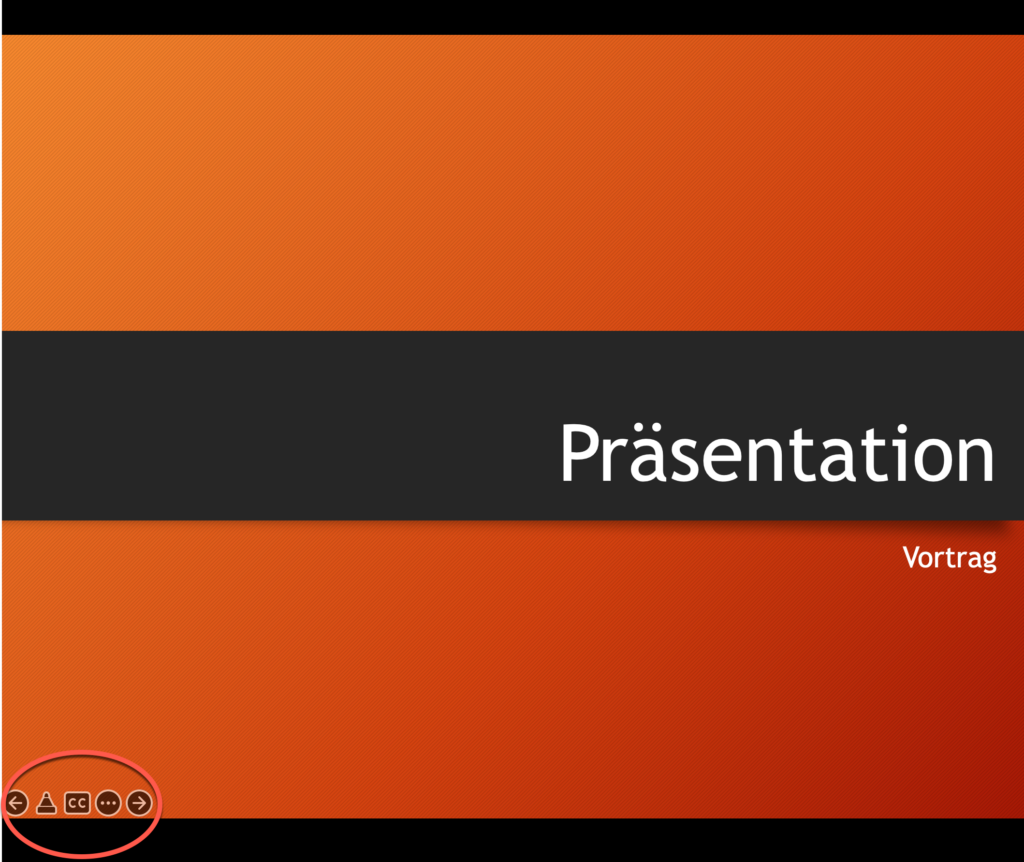 Präsentationsmodus mit Kurzmenü in PowerPoint – Screenshot