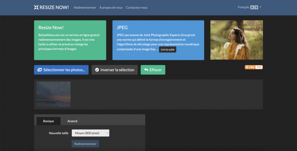 ResizeNow est un outil en ligne permettant de redimensionner une image.