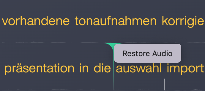 Screenshot Audiate: Restore Audio