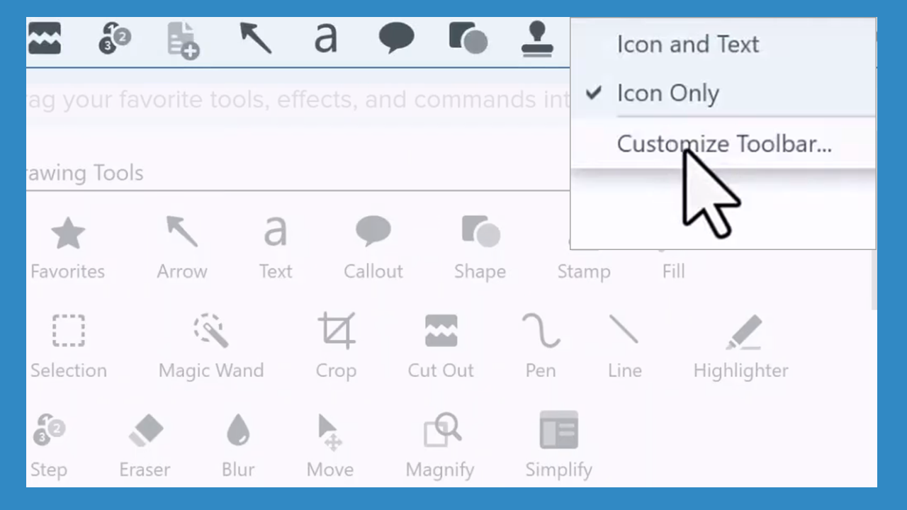 Snagit-Symbolleiste anpassen