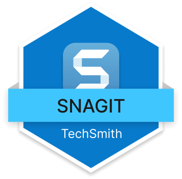 Snagit icon and logo with a badge around it